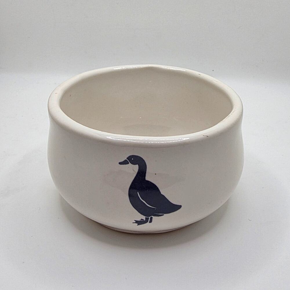 Vintage 1986 CBK Ltd Stoneware Bowl Duck Design Farmhouse Decor White
